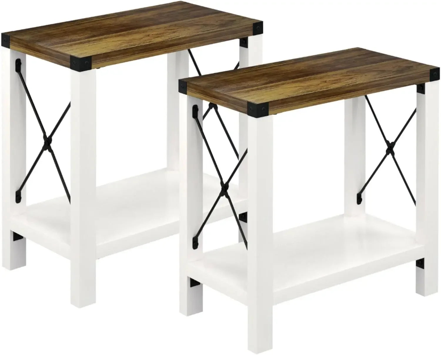 Farmhouse Small Rustic Side End Table (Set Of Two)