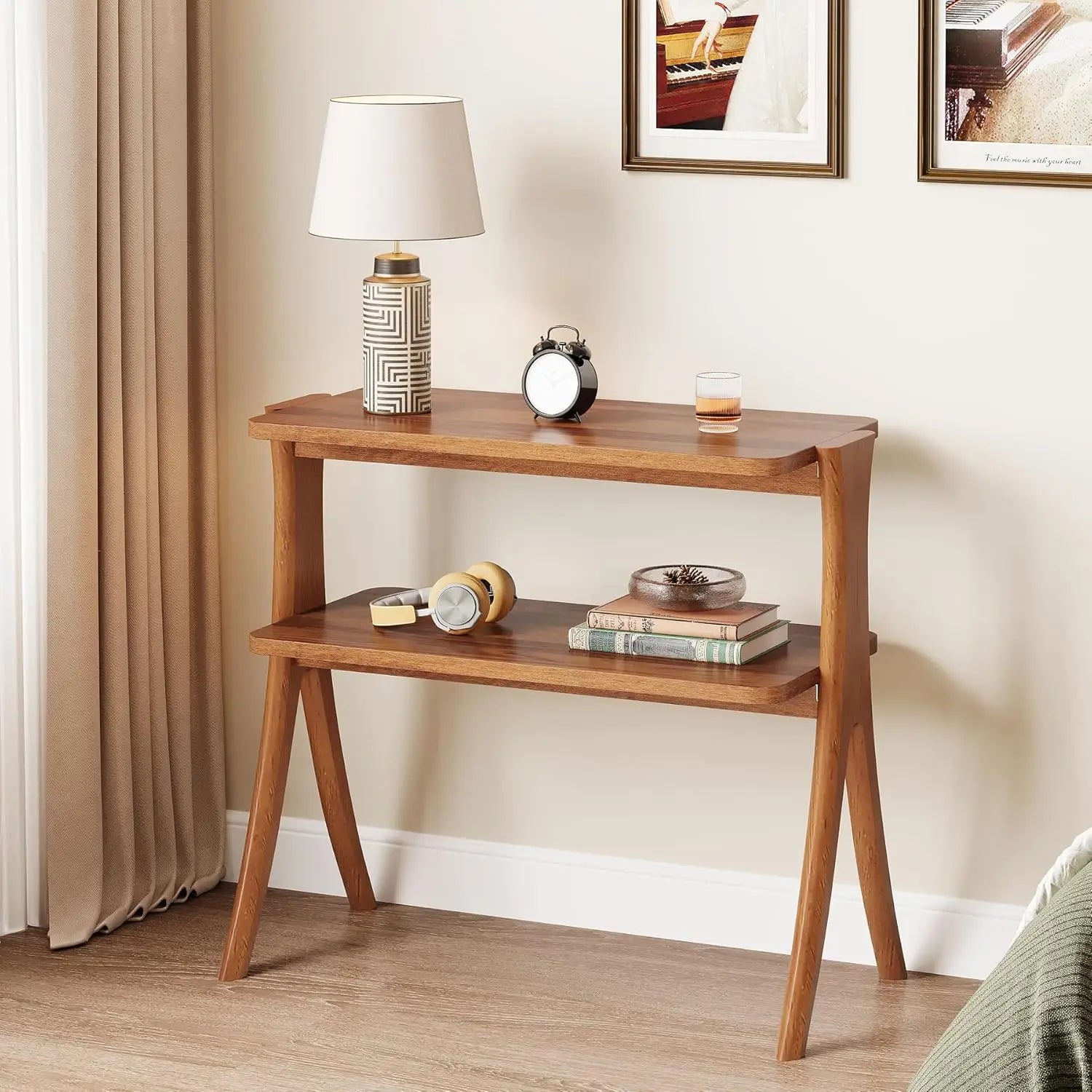 Farmhouse End Table with 2-Tier Storage