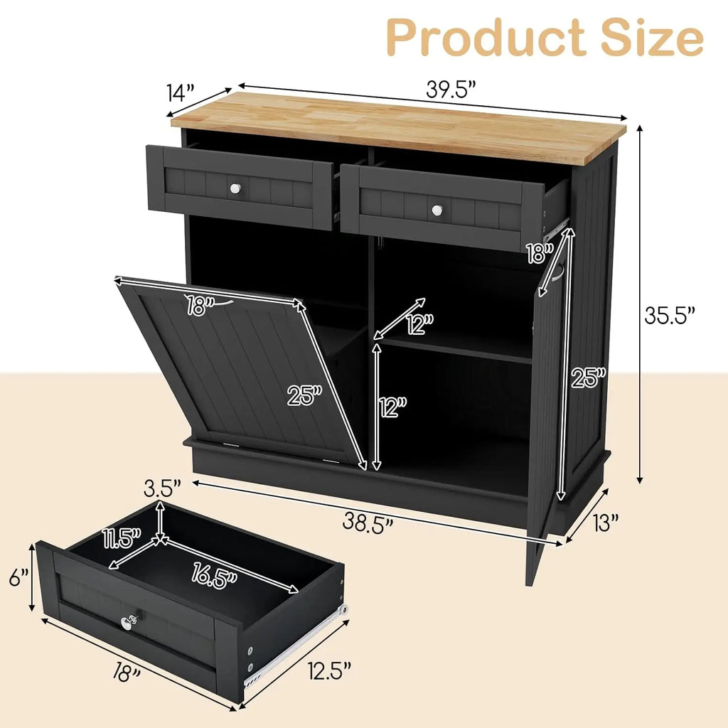 Kitchen Island with Tilt Out Trash Storage