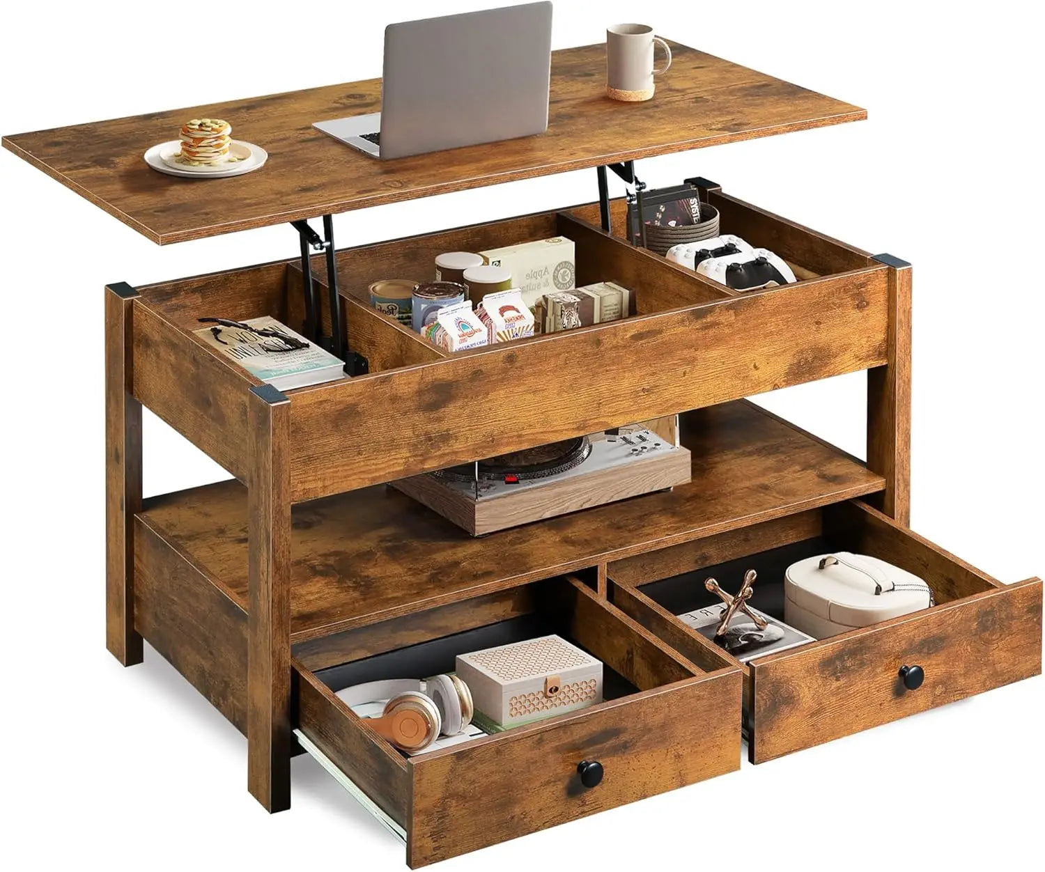 Black Lift Top Coffee Table With and Without LED