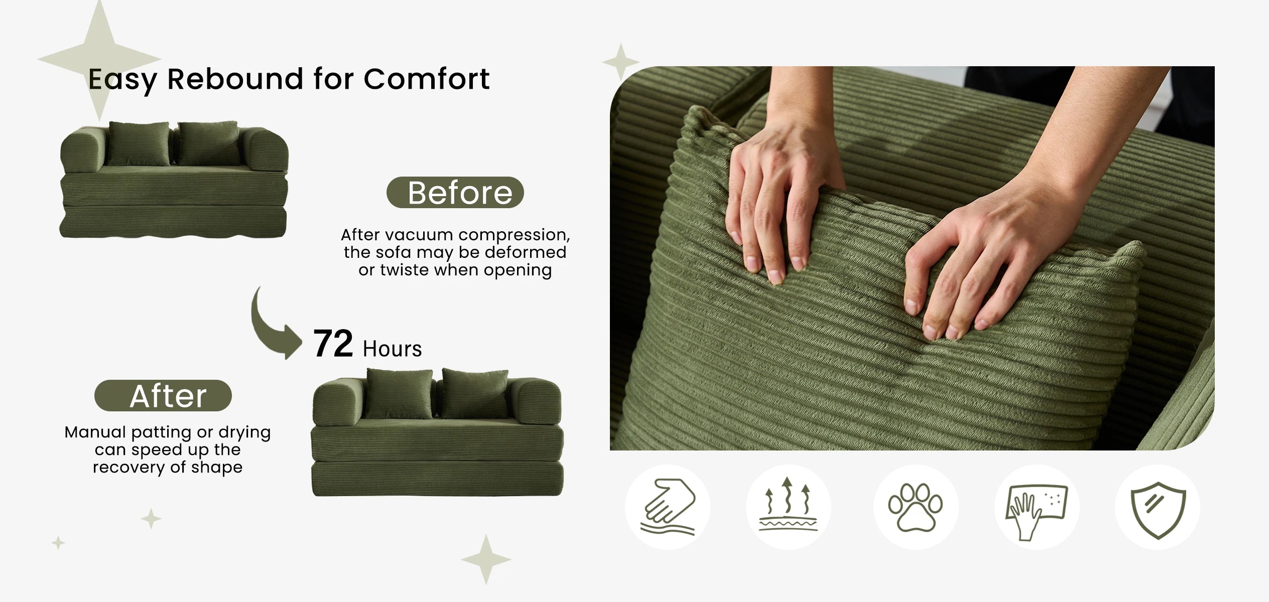 Boneless  Foldable Couch Sleeper Sofa