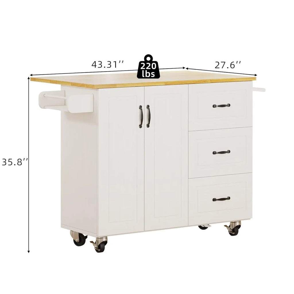 Rolling Kitchen Island with Storage