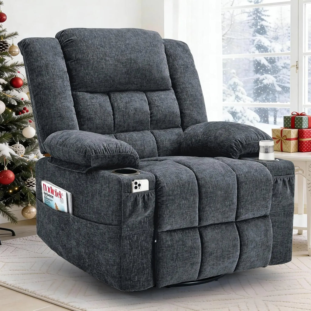 Swivel Rocker Recliner with Massage and Heating