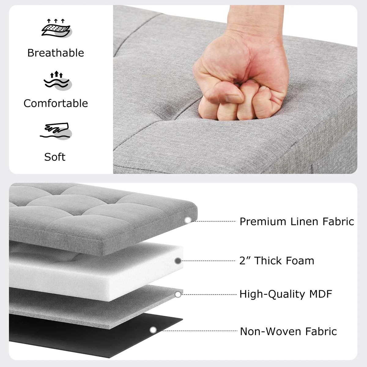 Fabric Folding Storage Ottoman Storage Chest