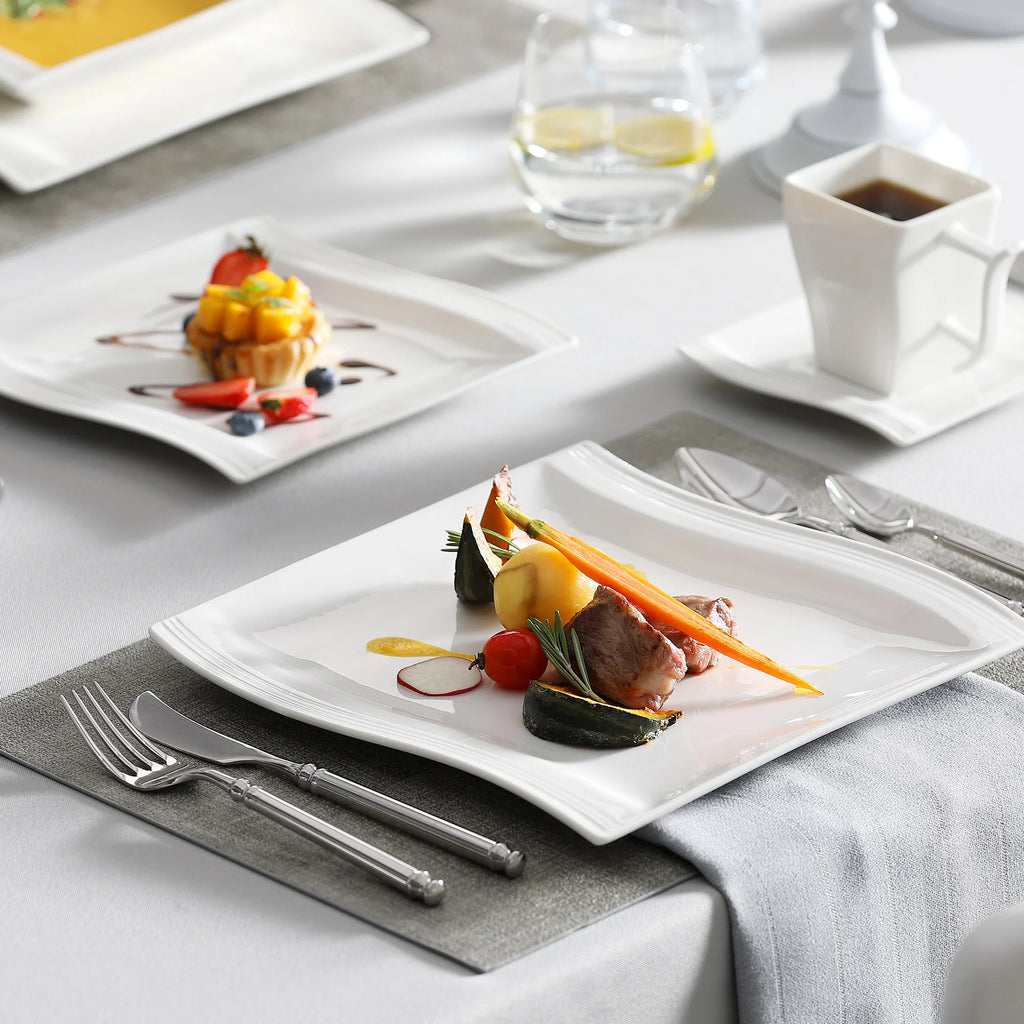FLORA 30/60 Piece White Porcelain Dinner Set with 12
