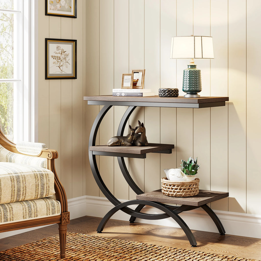 Modern Industrial C-Shaped End Table