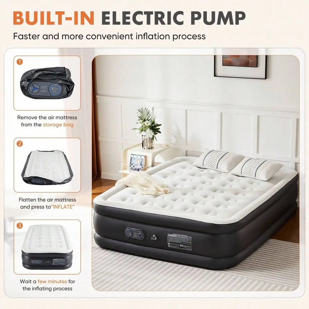 Inflatable Air Mattress With Built In High Capacity Pump