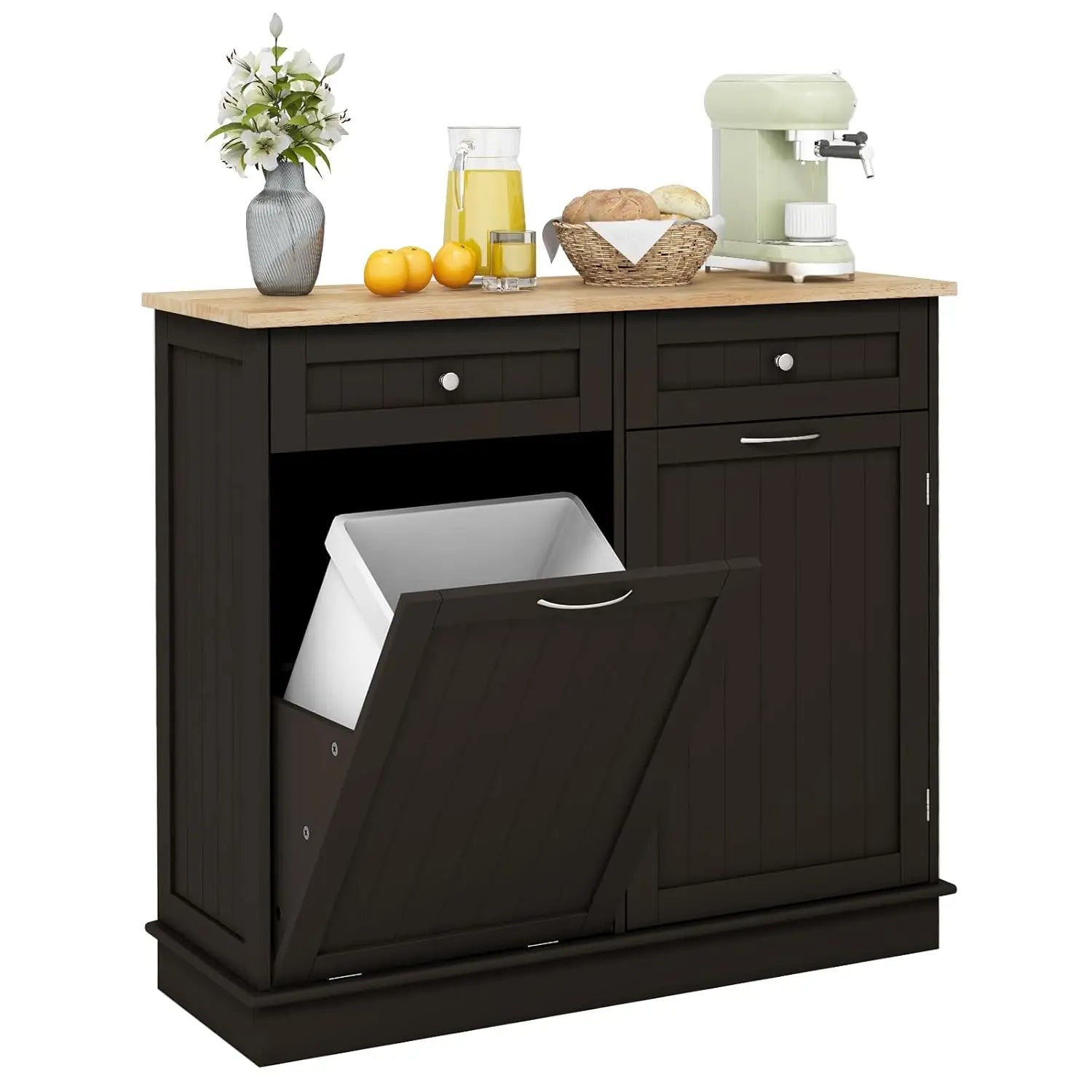 Kitchen Island with Tilt Out Trash Storage