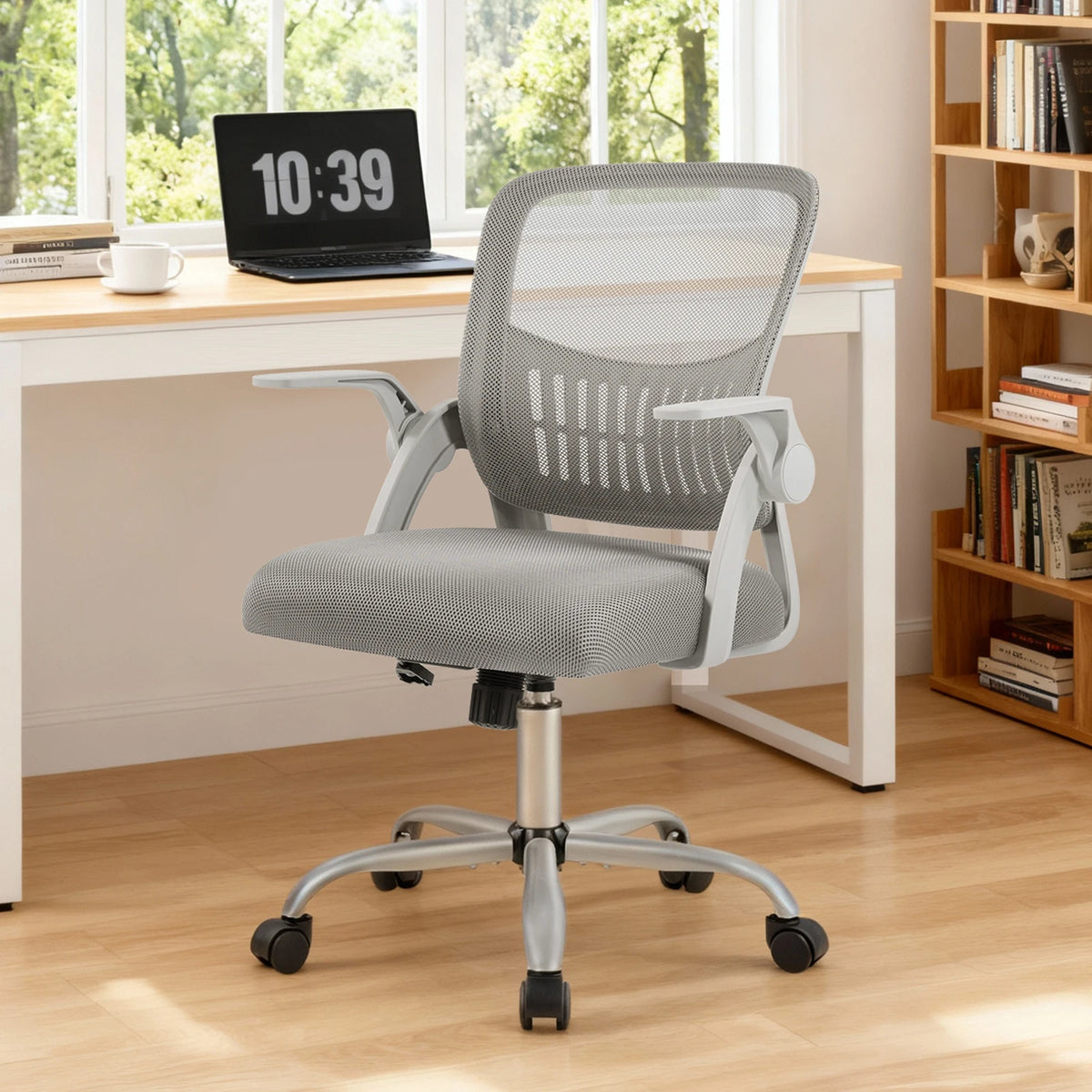 Ergonomic Office Desk Chair with Mid Back Lumbar Support and Flip-up Armrest
