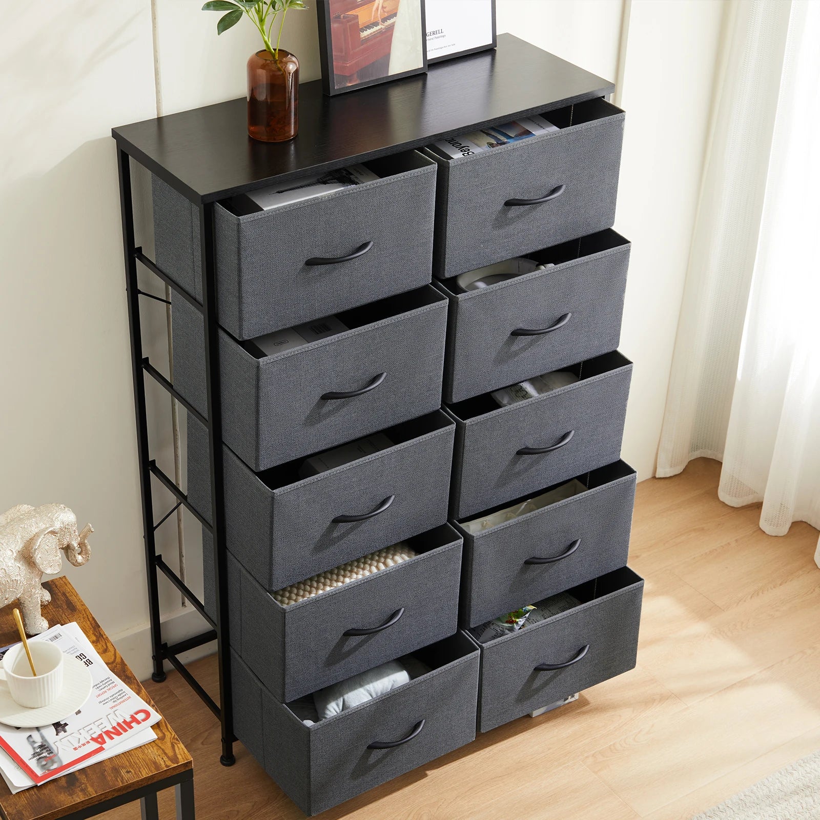 Storage Cabinet With 10 Fabric Drawers