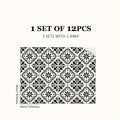Moroccan style black and white pattern floor sticker (12 pcs)