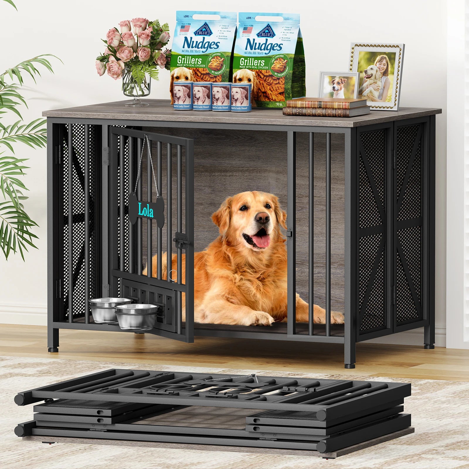 Foldable Large Dog Crate Furniture, 31"/41.3"