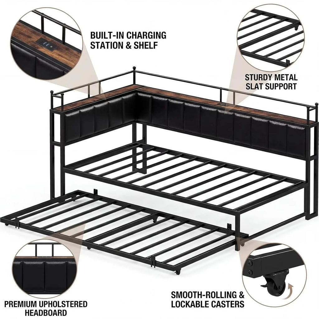 Twin Daybed with Trundle Frame