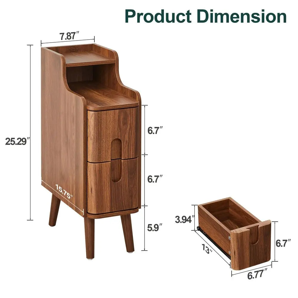 Slim Wood Nightstands (Set of 2)