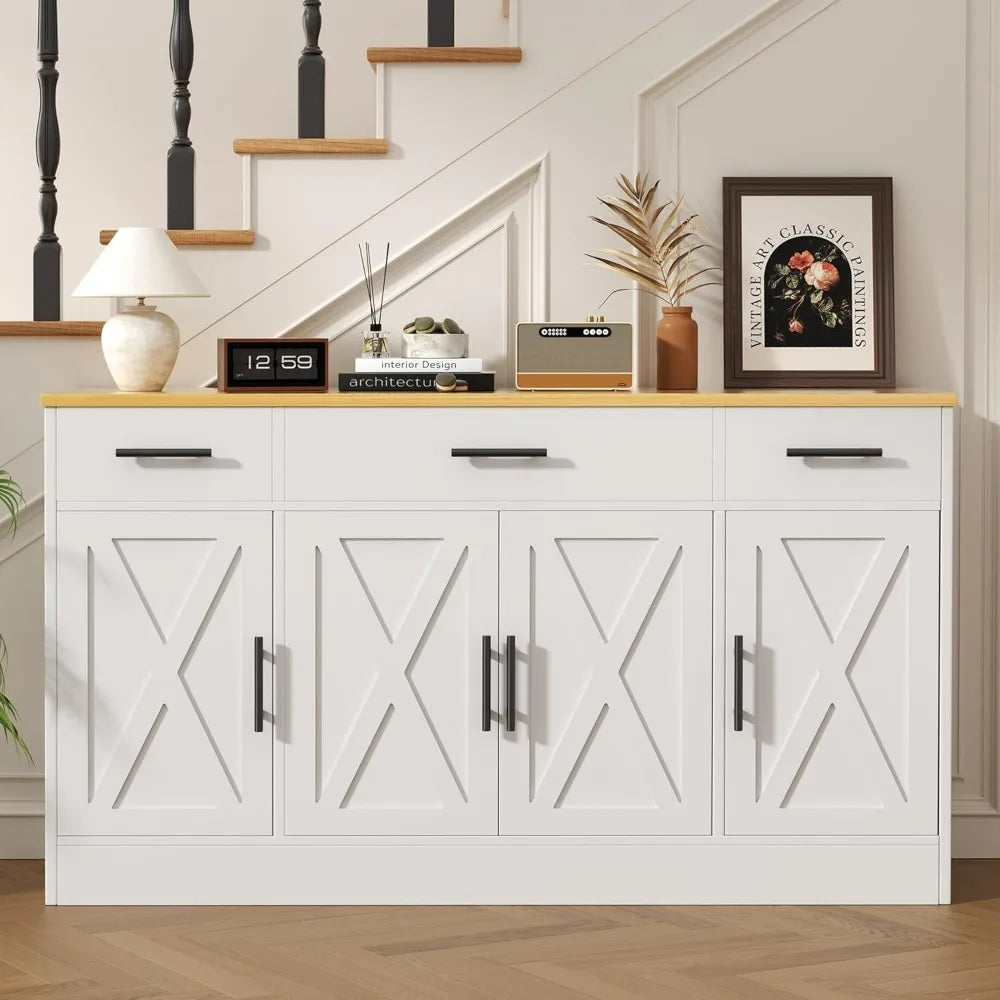Farmhouse Buffet Cabinet with Adjustable Shelves