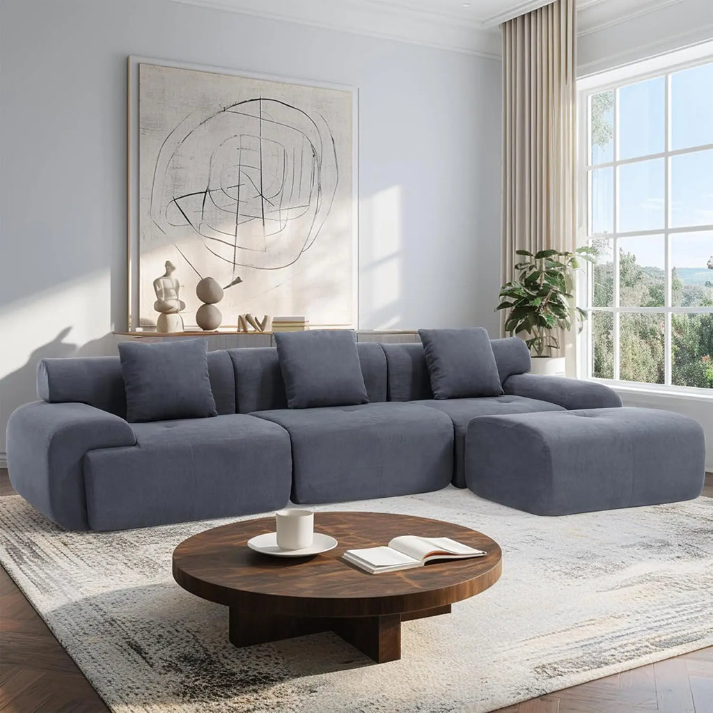 Boneless Modular Sectional Sofa with Ottoman