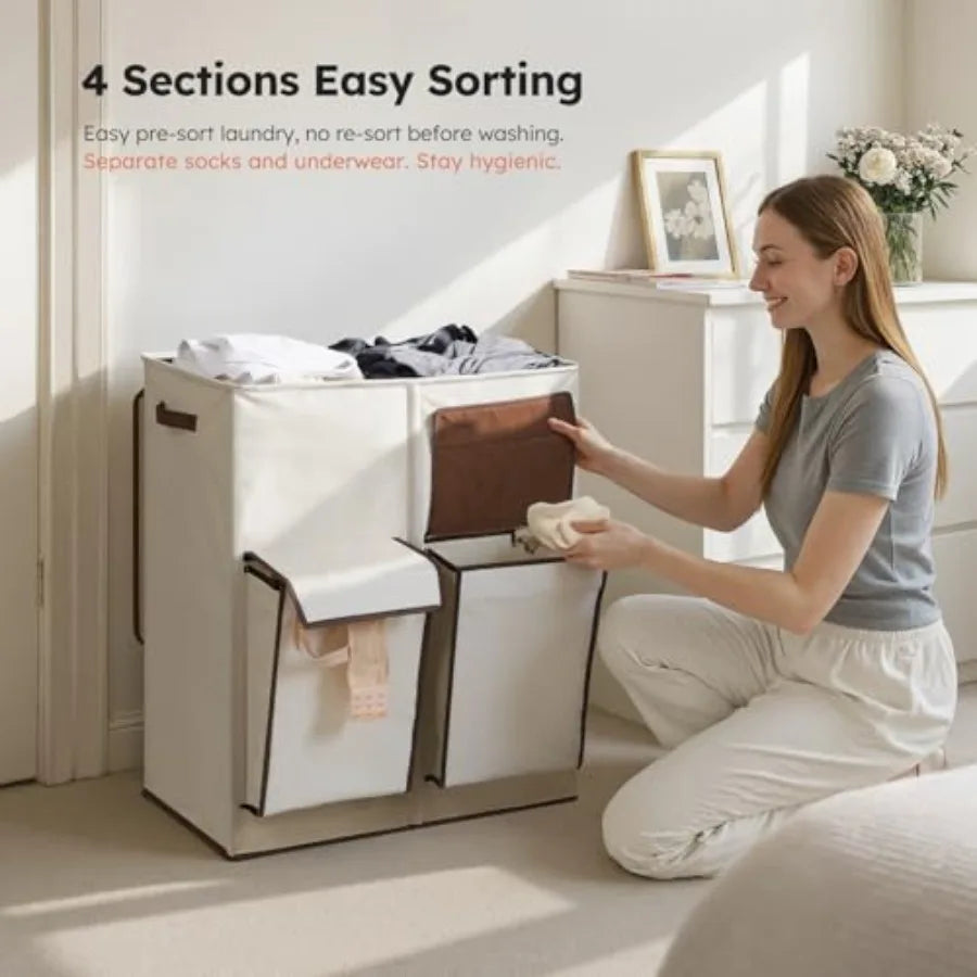Double Laundry Hamper with Lid