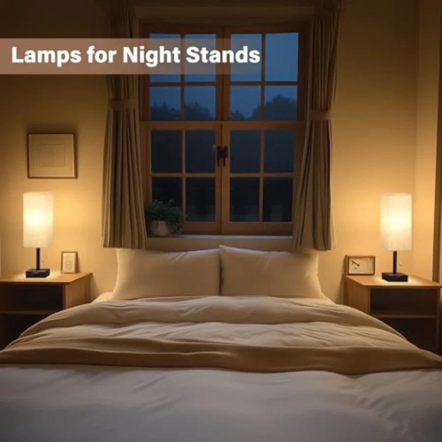 Small Rectangular Nightstand Lamp Set of 2