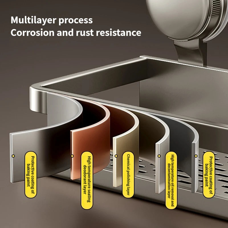Multifunctional Suction Cup Rack for Kitchen or Bathroom Organization