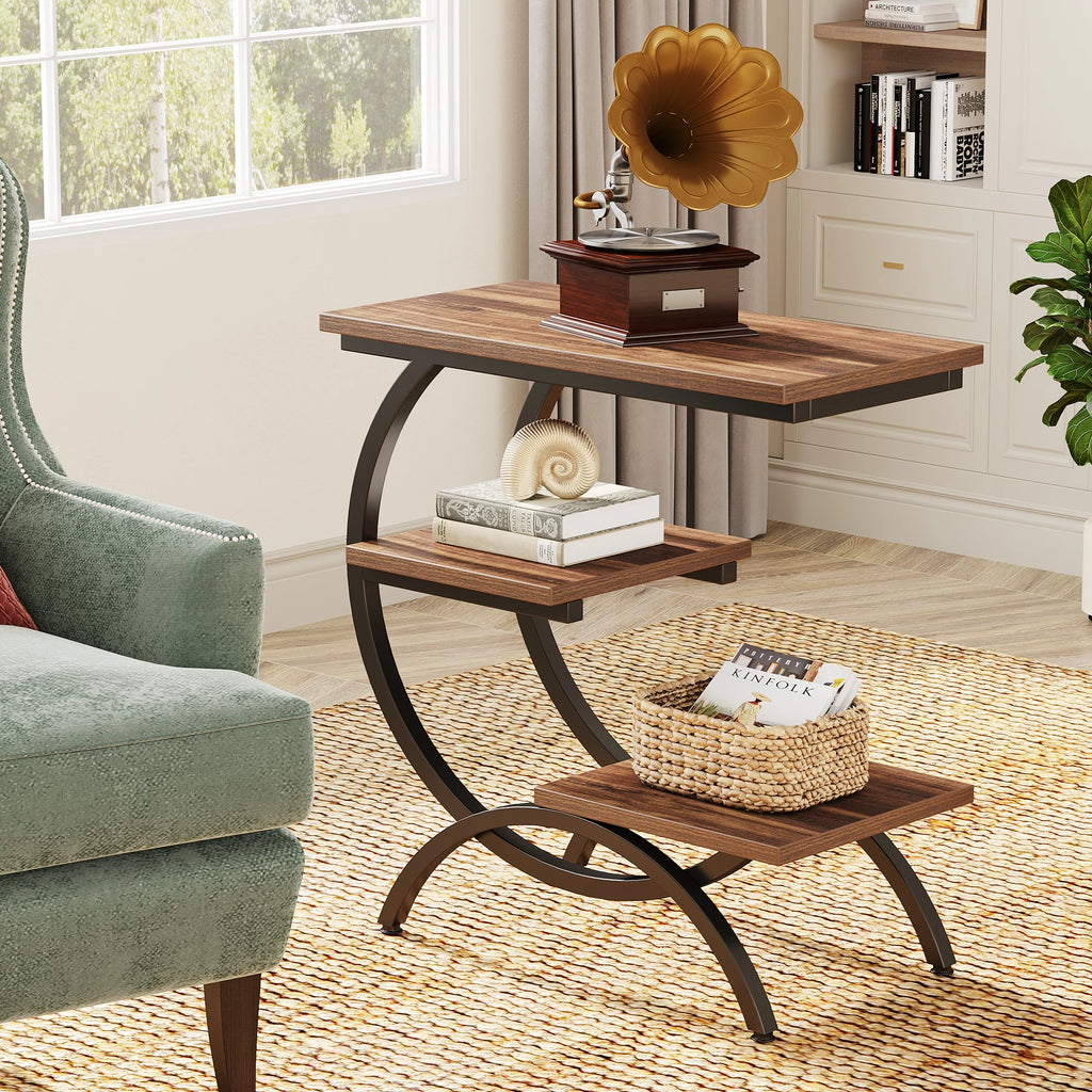 Modern Industrial C-Shaped End Table