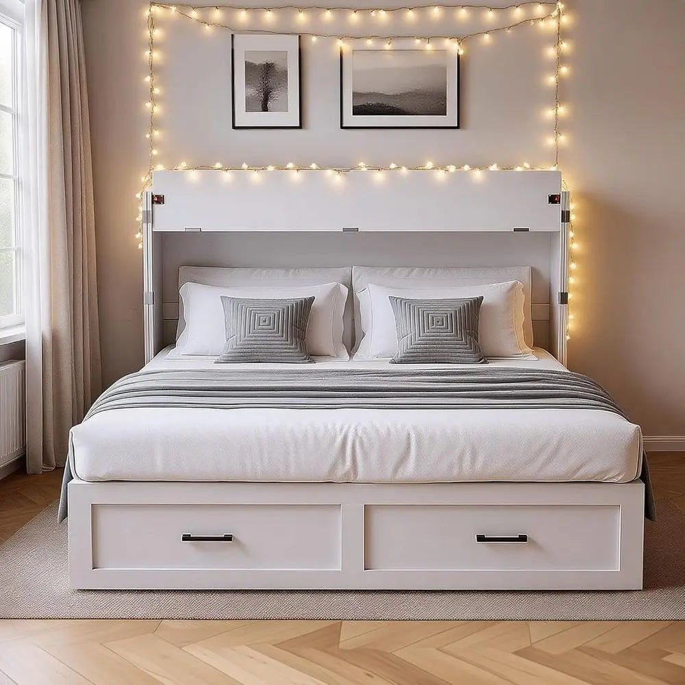 Queen Sized Murphy Bed with Storage & Charging Station
