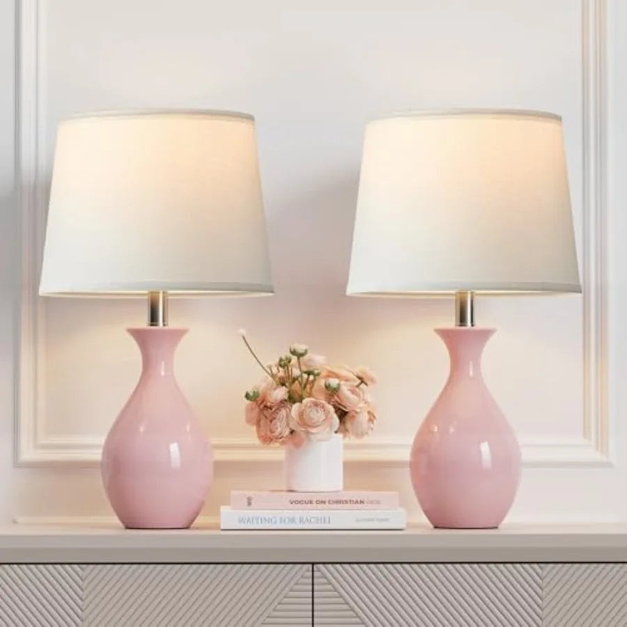 Modern Ceramic Bedside Lamps Set of 2