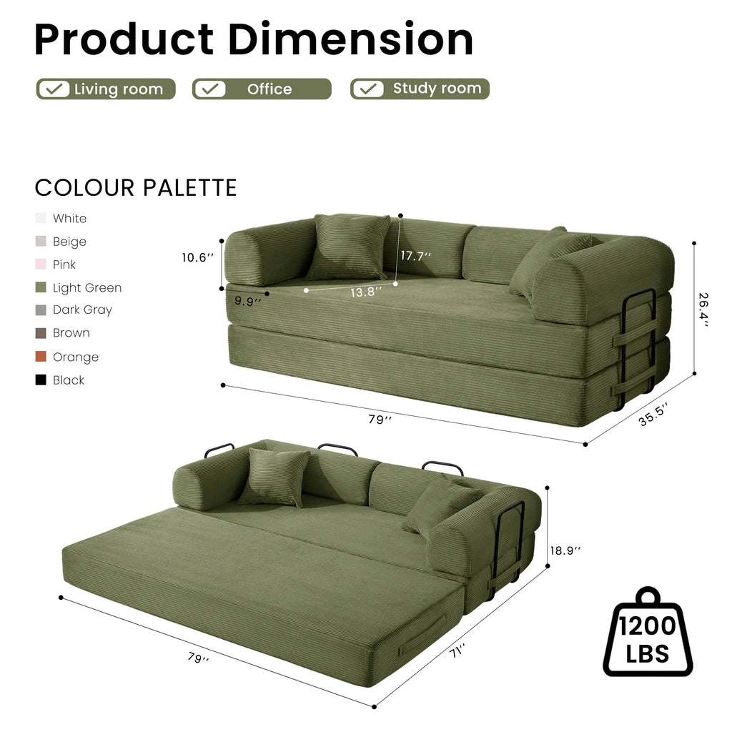 79’’ Folding Convertible Sofa Bed