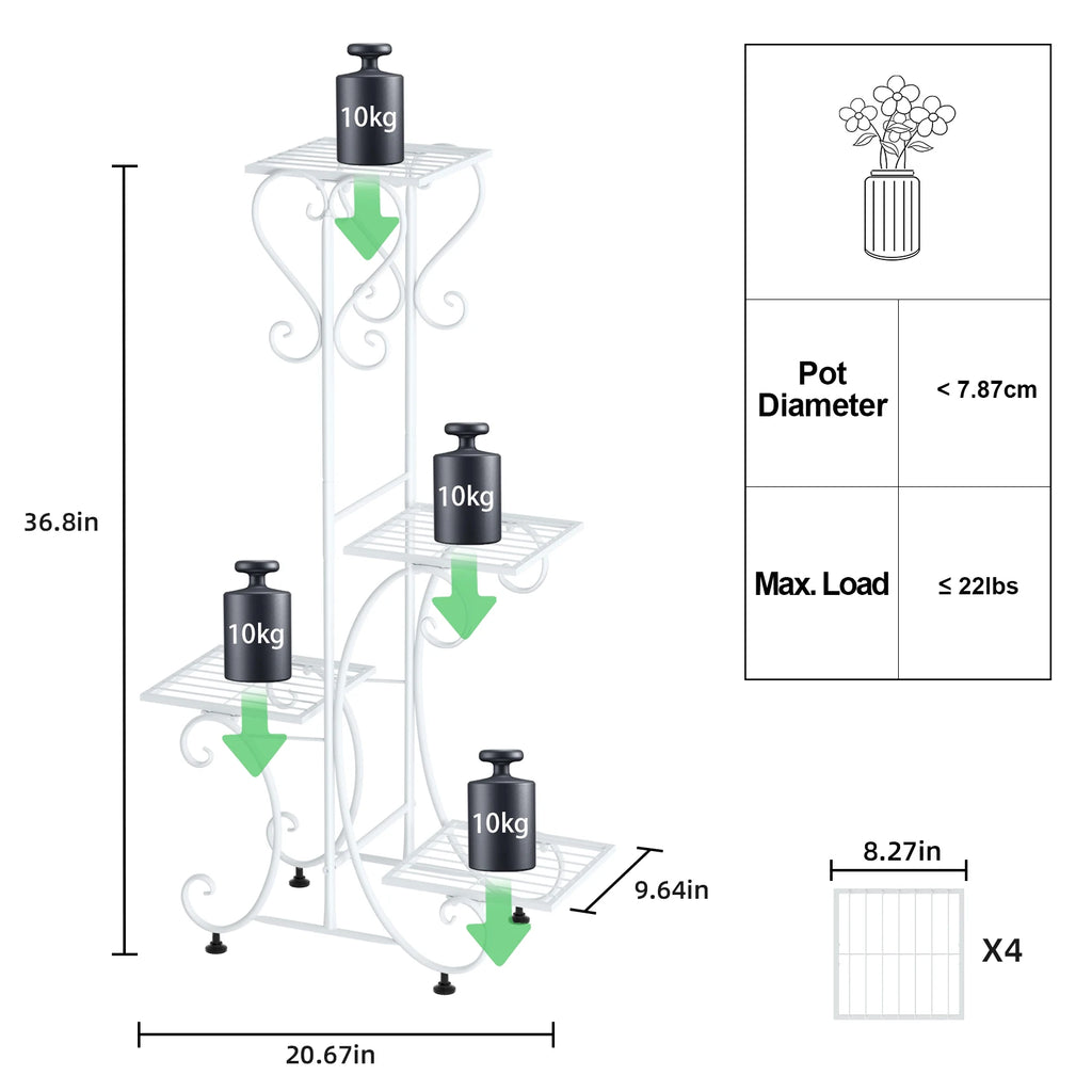 4 Tier Metal Indoor/Outdoor Plant Stand