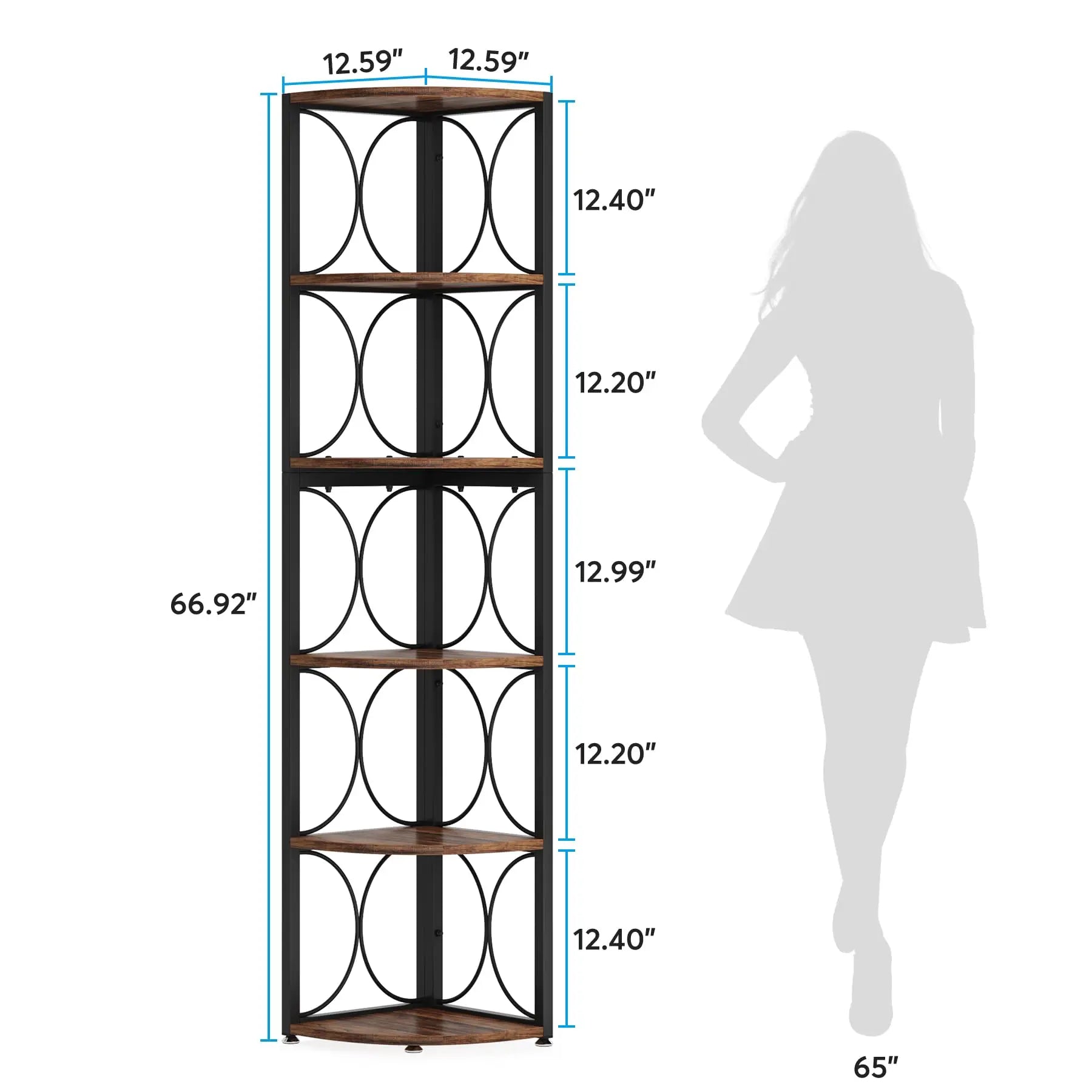 Rustic Corner Bookshelf (67 inch Tall)
