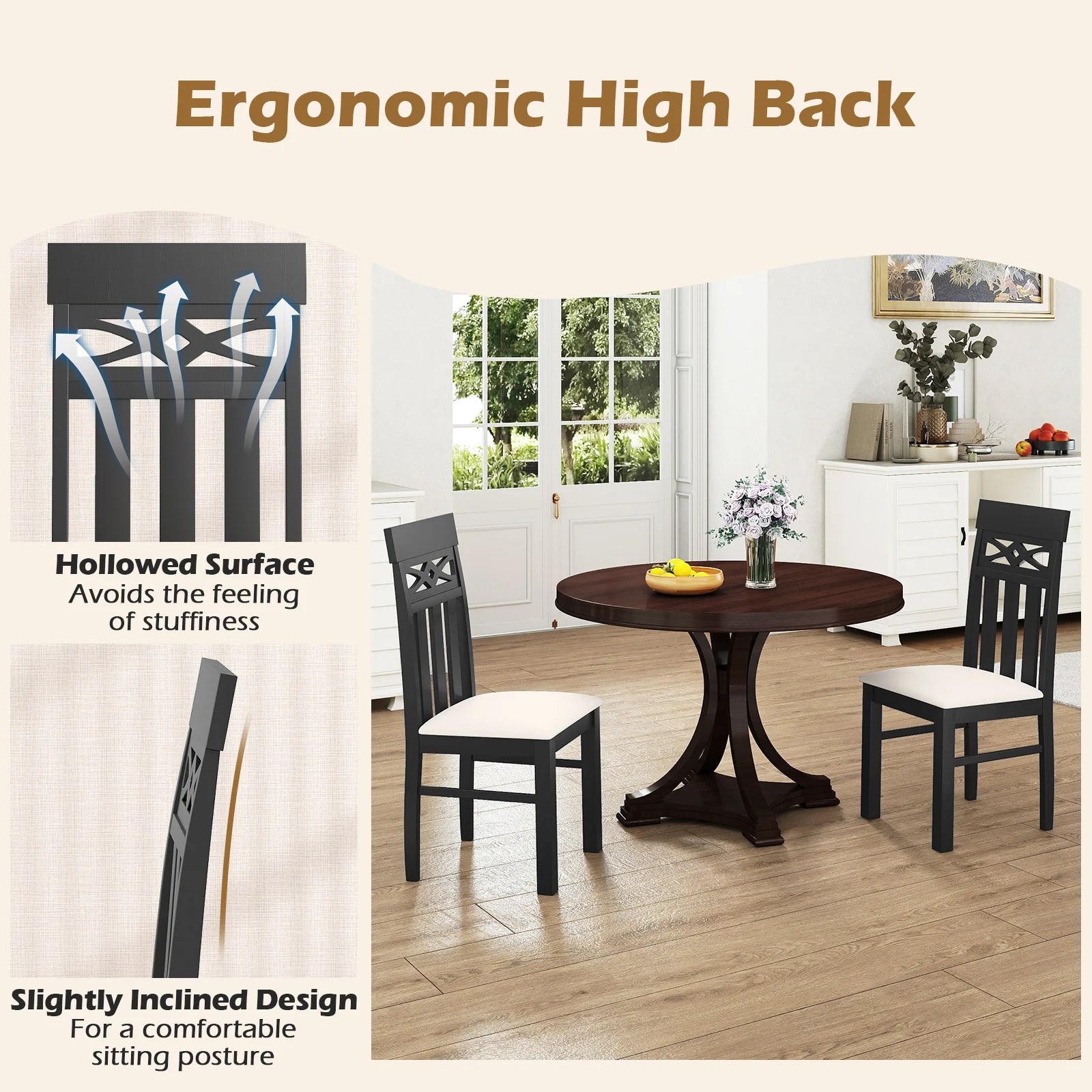 High Back Dining Room Chairs (Set of 2)