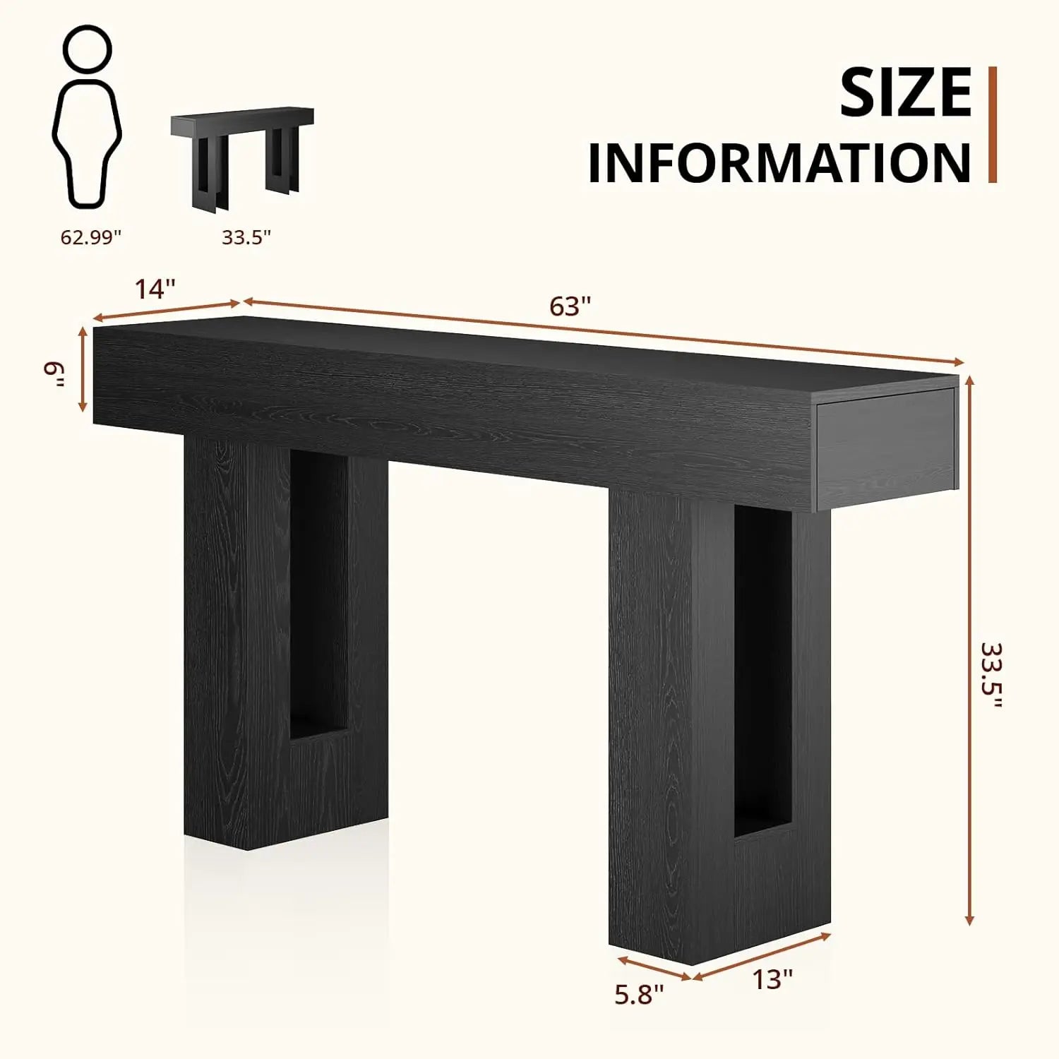 Long Console Table with Drawers