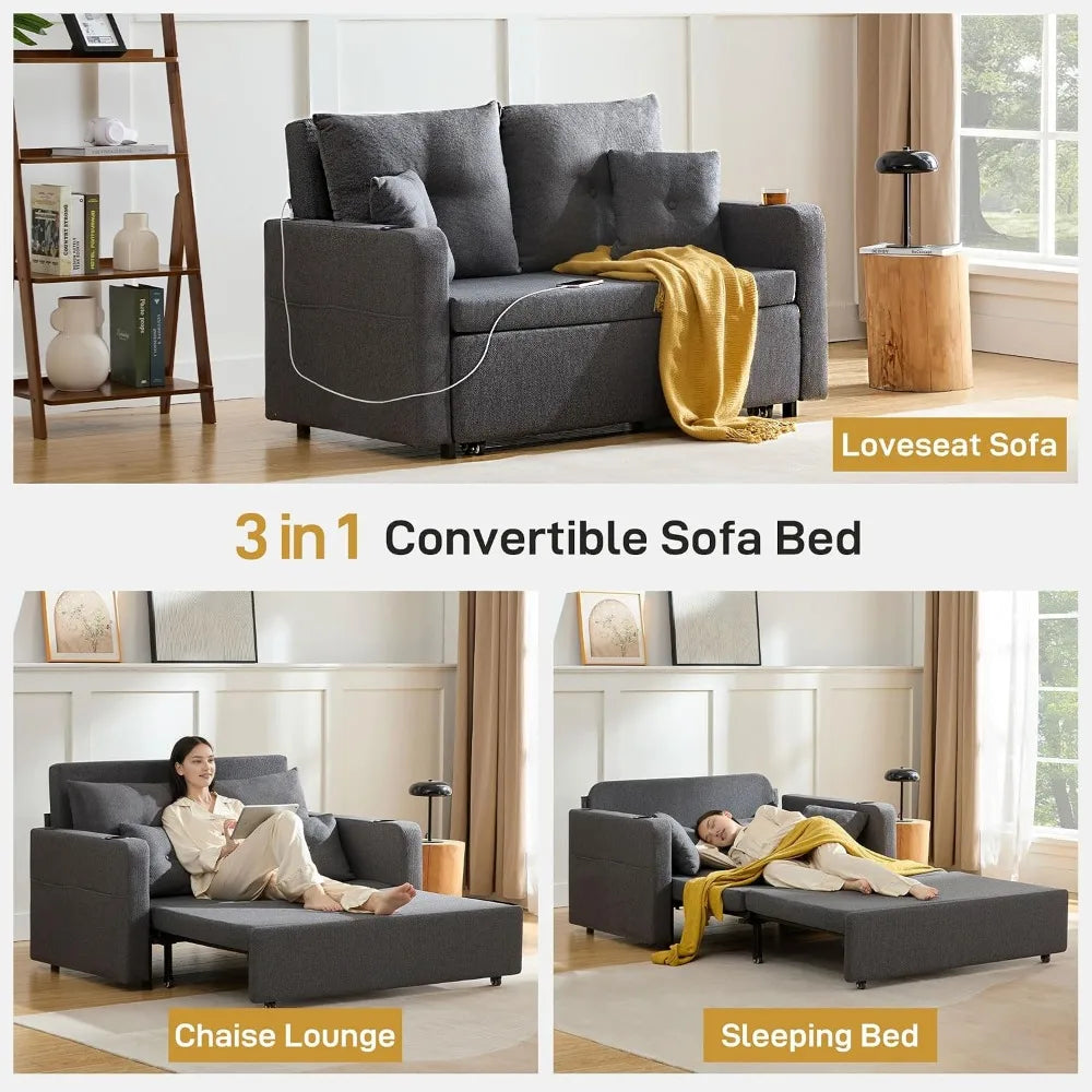 Convertible Full Sized 3-in-1 Loveseat Sleeper