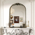 Arched Wall Mirror  with Resin Rose Pattern