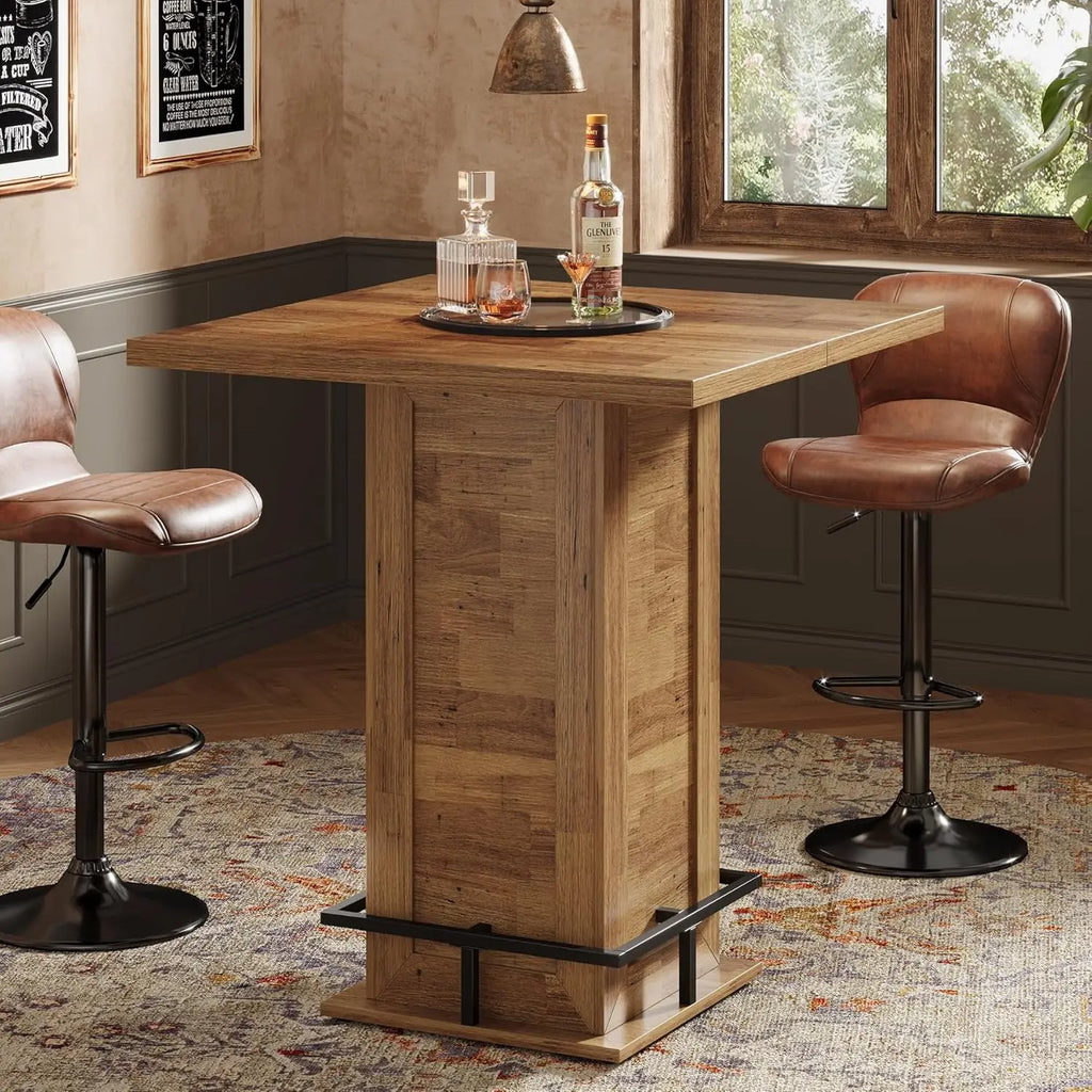 Rustic Square Top High Bar Table