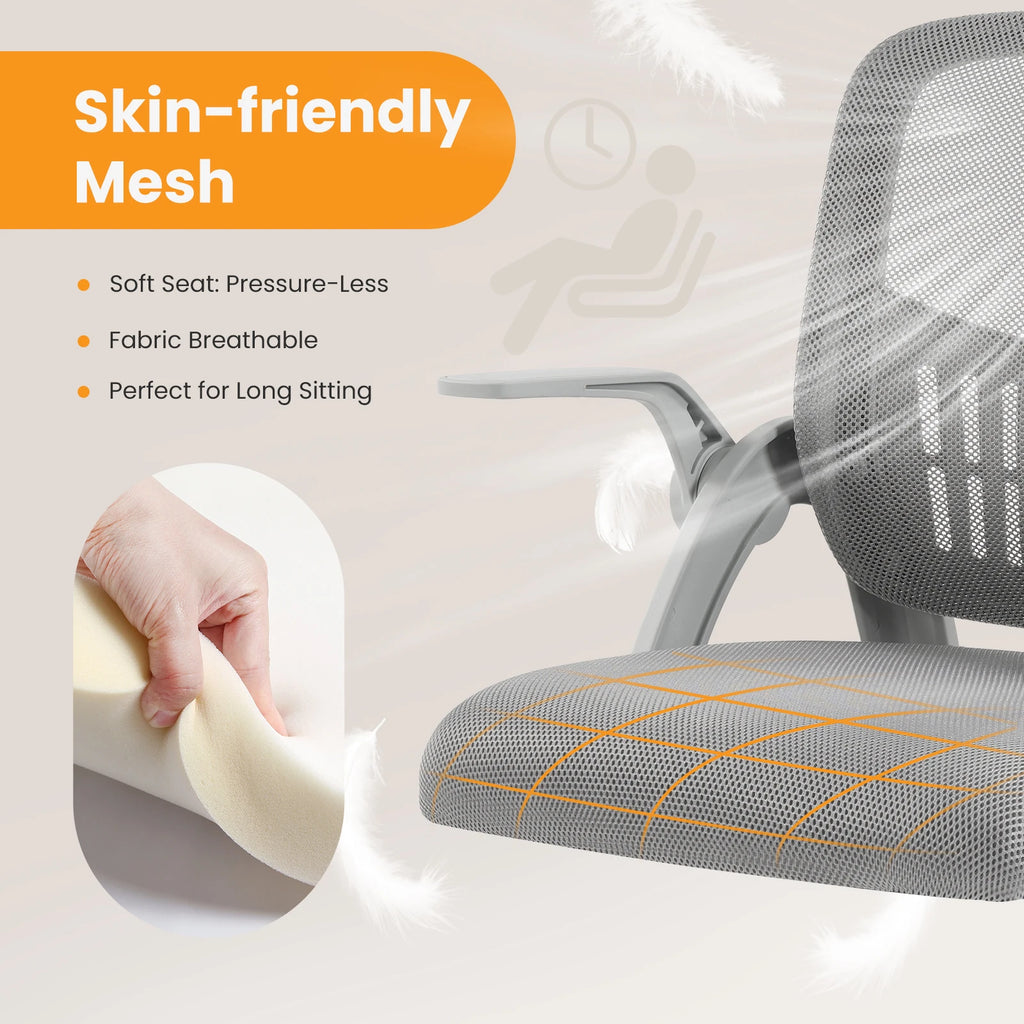 Ergonomic Office Desk Chair with Mid Back Lumbar Support and Flip-up Armrest