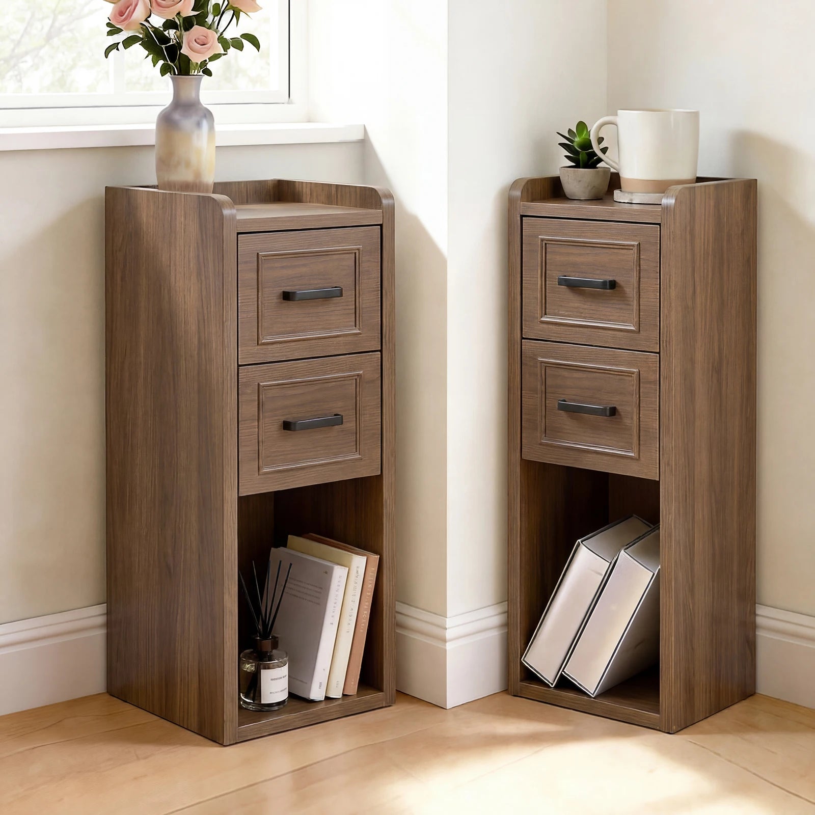 Narrow Modern Nightstand Set of 2