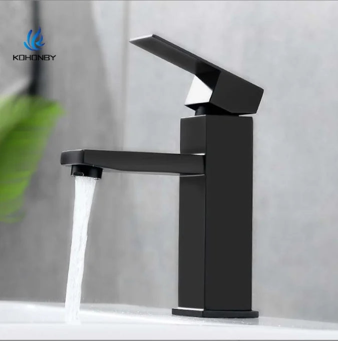 Stainless Steel Square Bathroom Washbasin Faucet