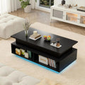 Lift Top Coffee Table with Hidden Storage & LED Lights