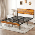 Wooden Headboard and Metal Platform Bed Frame