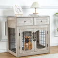 Dog Crate Furniture with Table Top and Two Drawers