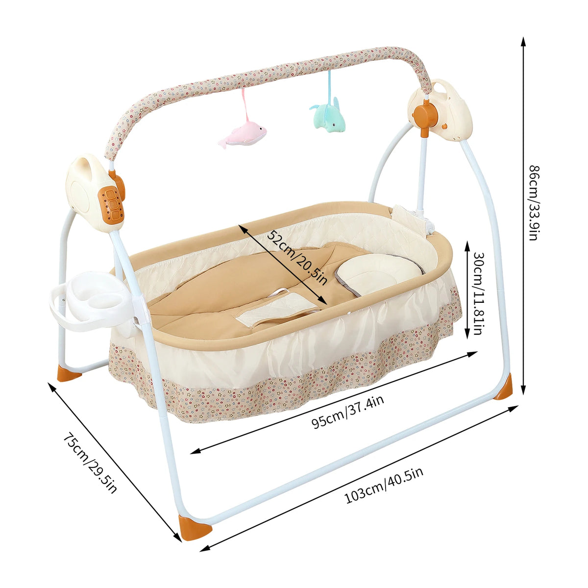 Foldable Swinging Electric Baby Cradle