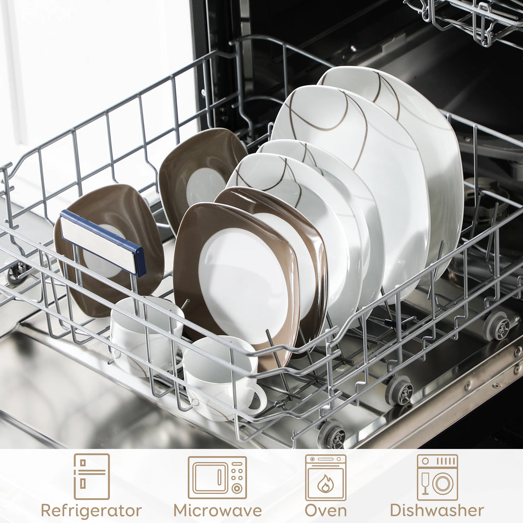 30-Piece Porcelain Ceramic Kitchen Dinner Plate Set