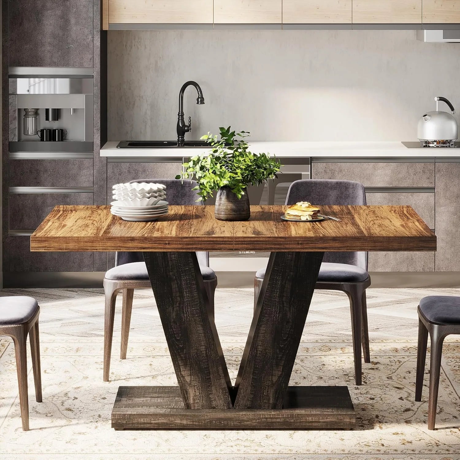 Heavy Duty Pedestal Farmhouse Dining Table