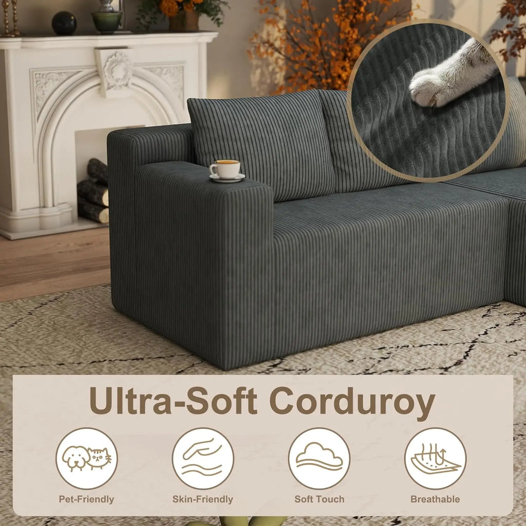 Sectional Boneless Couch with L Shaped Chaise