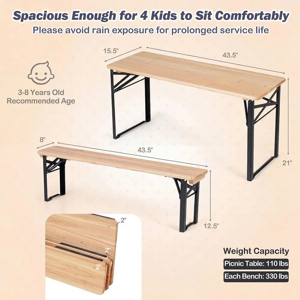 Kids Picnic Table with 2 Benches