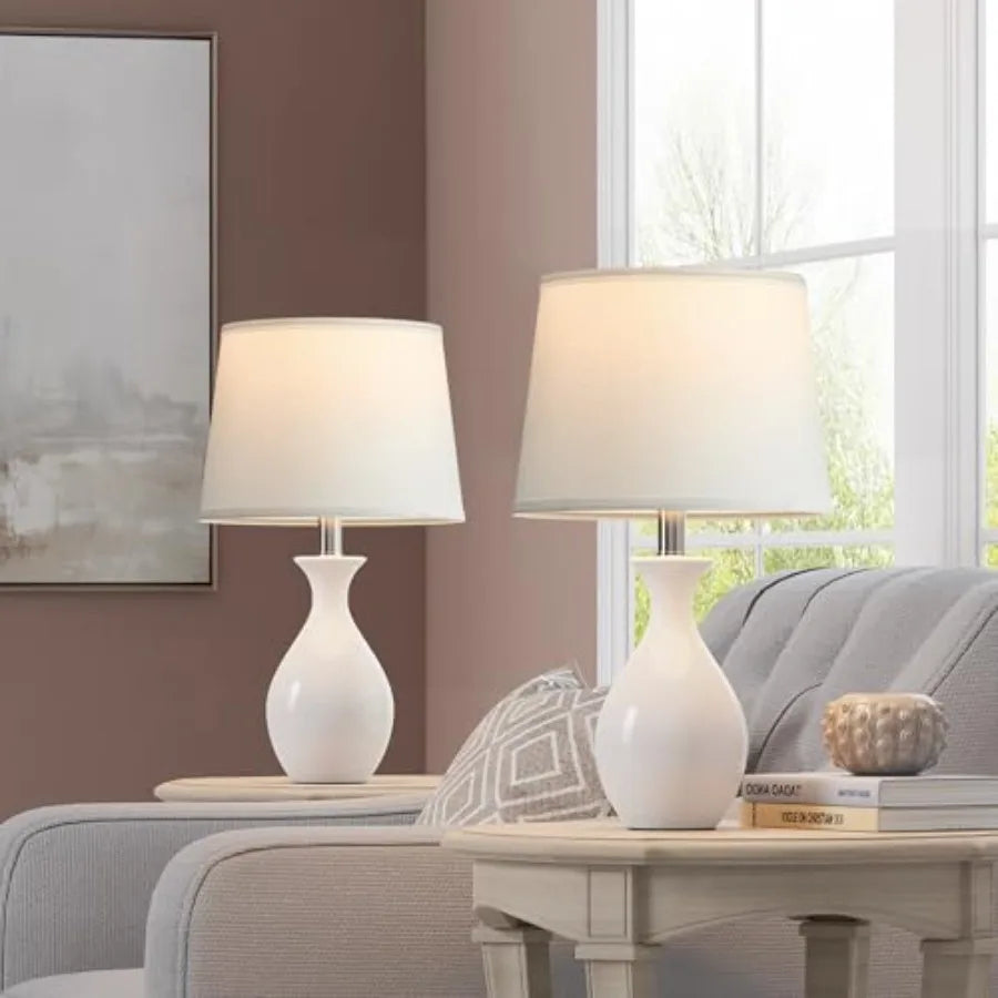 Modern Ceramic Bedside Lamps Set of 2