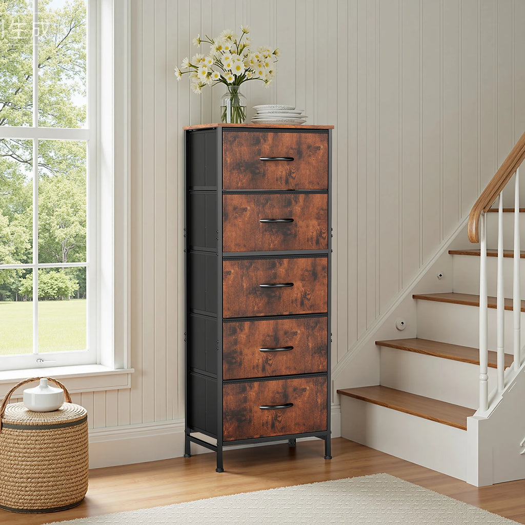 48IN Dresser For Bedroom With 5 Fabric Drawers