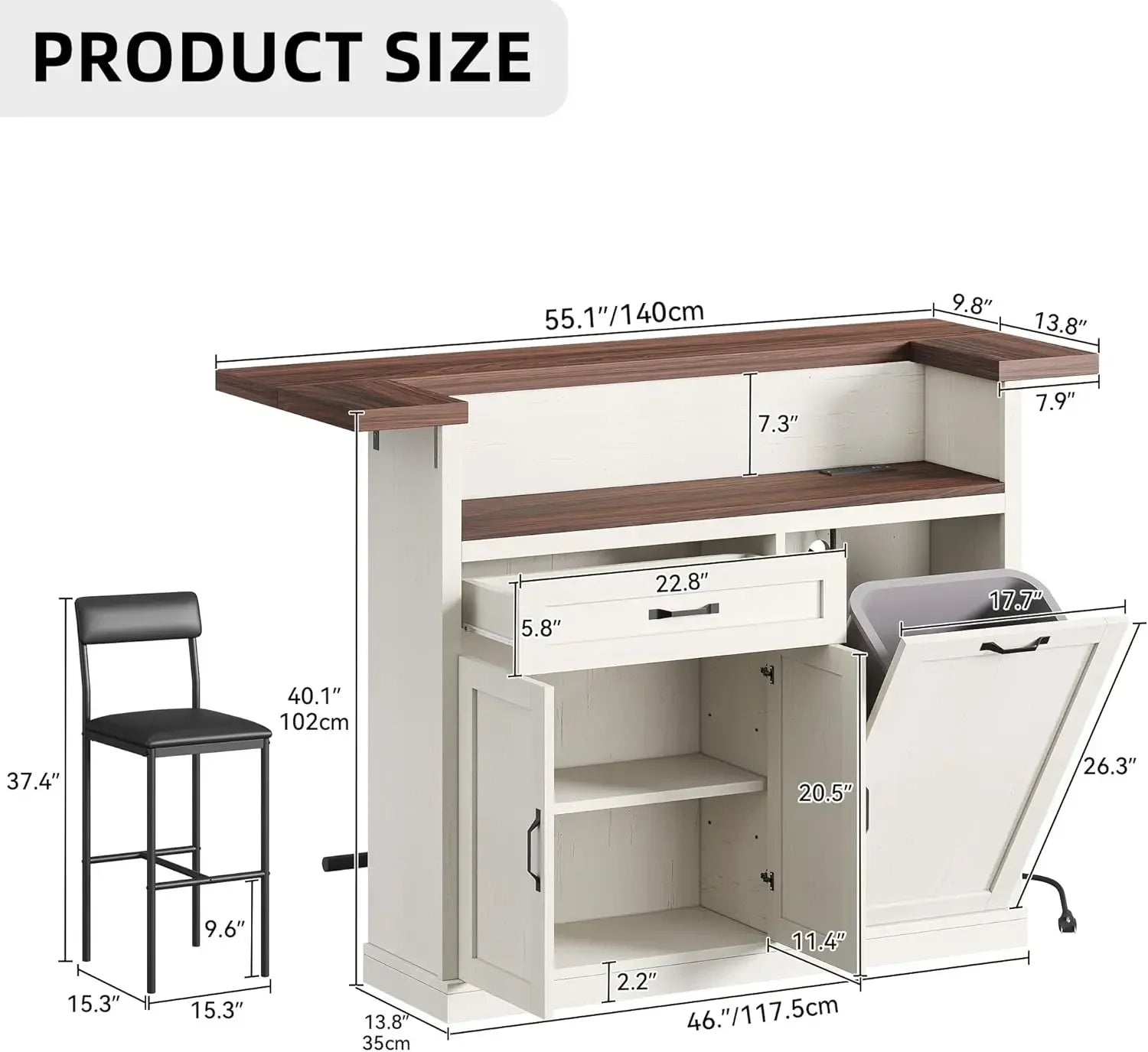 Modern Kitchen Island/Bar with Stools