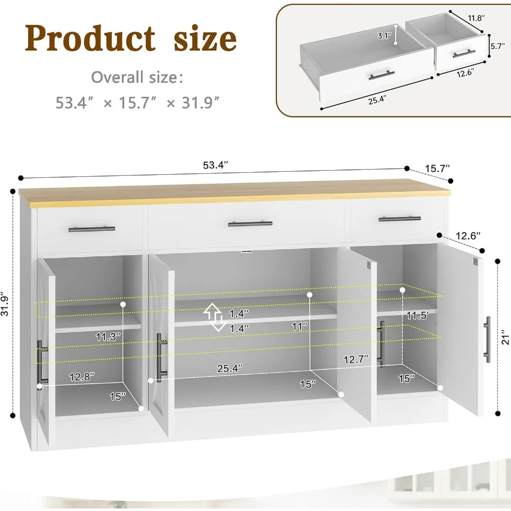 Farmhouse Buffet Cabinet with Adjustable Shelves