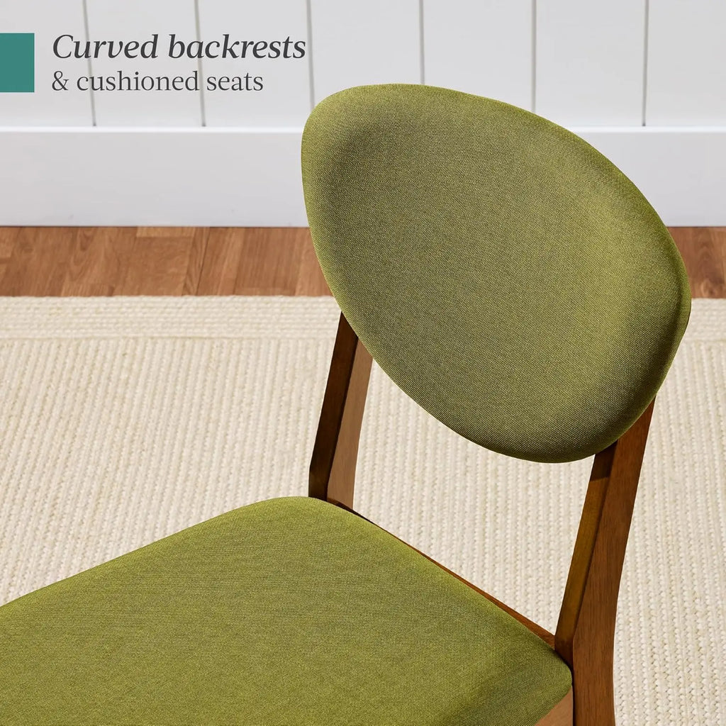 Mid-Century Modern Upholstered Wood Armless Dining Chairs (Set of 2)